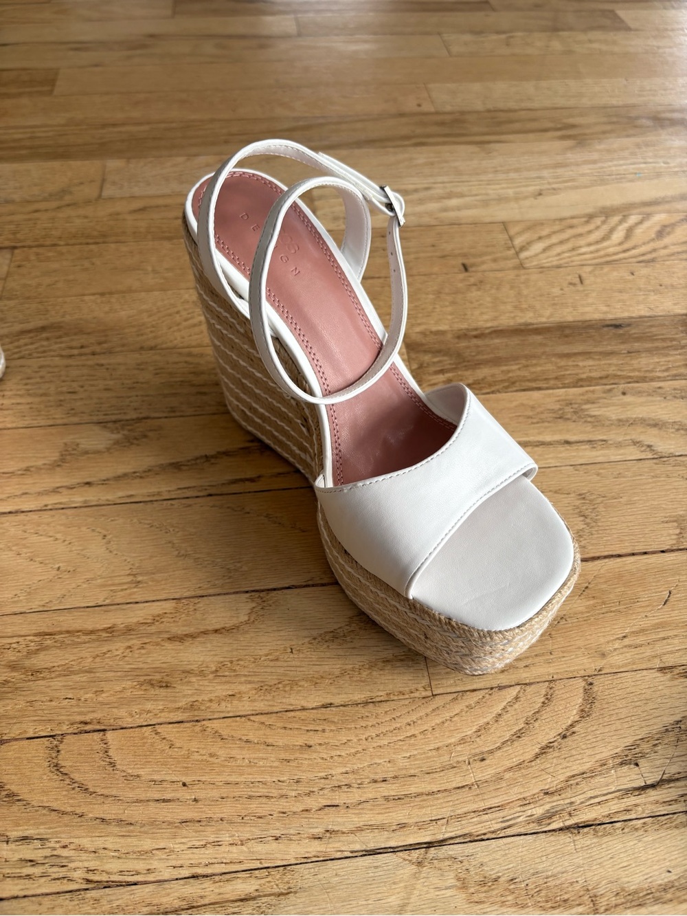 ASOS White Espadrille Wedge Sandals with Ankle Buckle